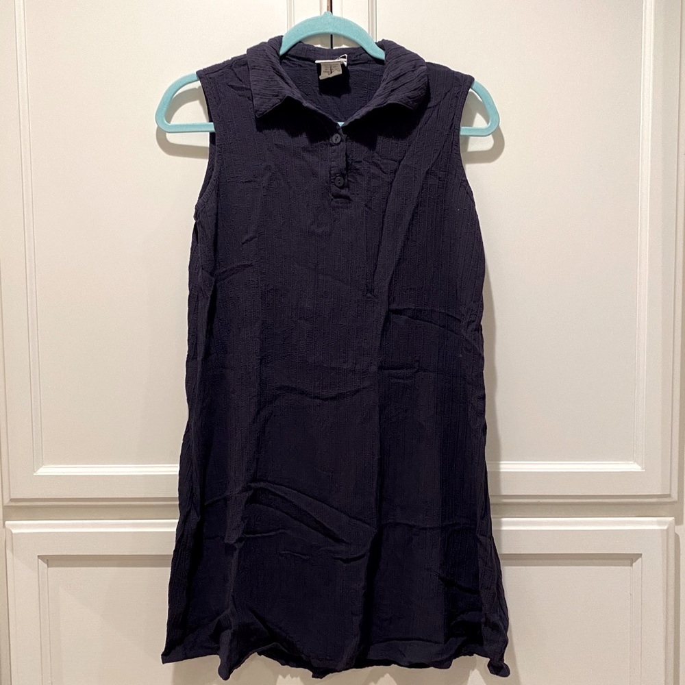 Eileen Fisher navy casual dress w/collar. Comfy!